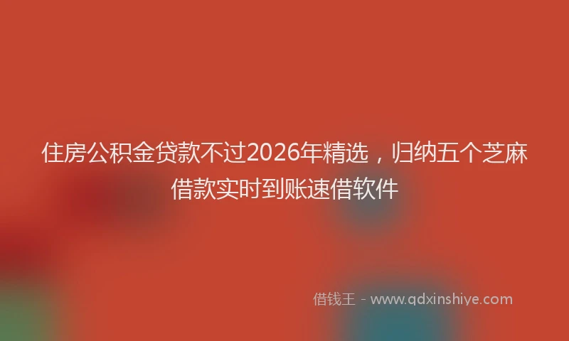 住房公积金贷款不过2026年精选，归纳五个芝麻借款实时到账速借软件