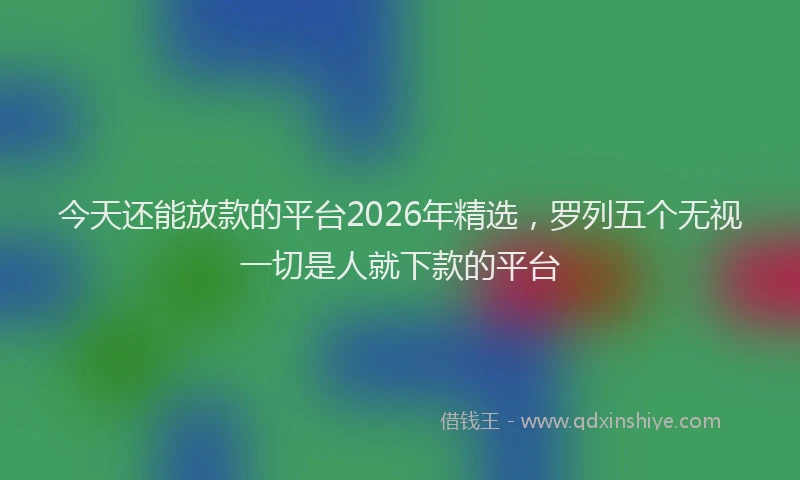 今天还能放款的平台2026年精选,罗列五个无视一切是人就下款的平台