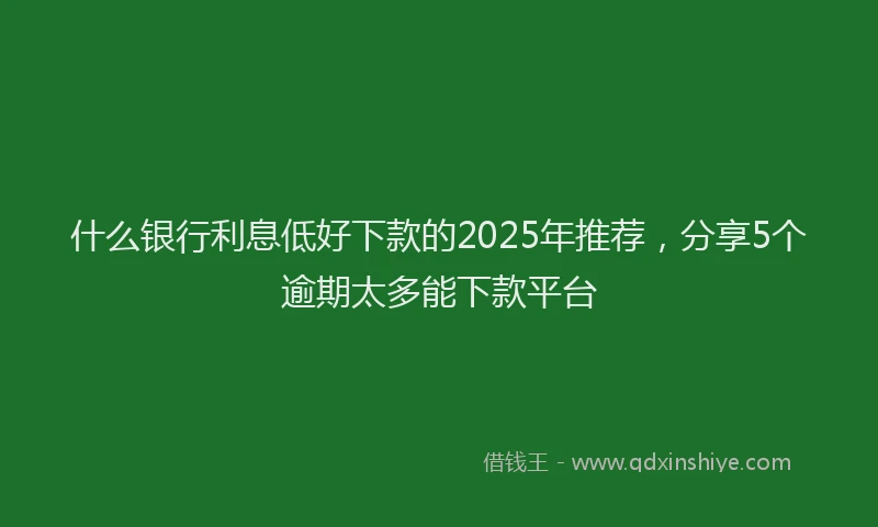 什么银行利息低好下款的2025年推荐，分享5个逾期太多能下款平台