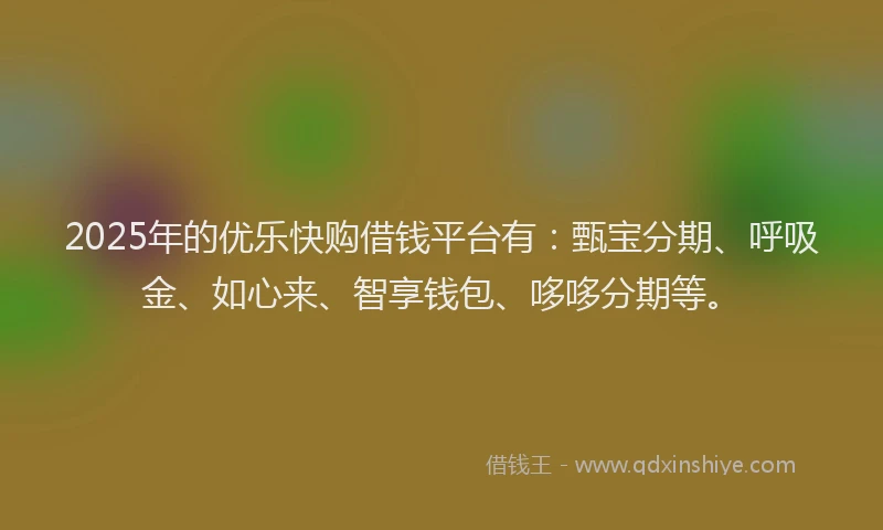 2025年的优乐快购借钱平台有：甄宝分期、呼吸金、如心来、智享钱包、哆哆分期等。