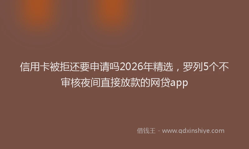 信用卡被拒还要申请吗2026年精选，罗列5个不审核夜间直接放款的网贷app