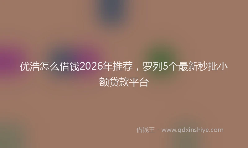 优浩怎么借钱2026年推荐，罗列5个最新秒批小额贷款平台