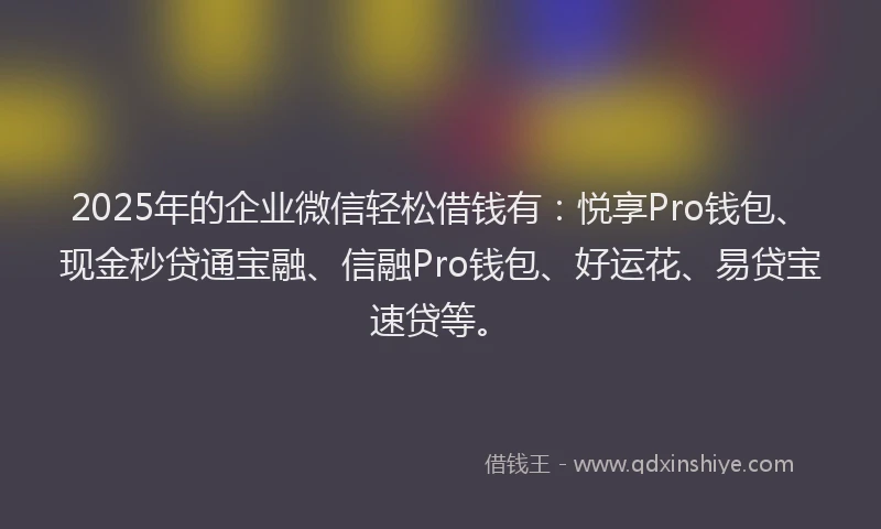 2025年的企业微信轻松借钱有：悦享Pro钱包、现金秒贷通宝融、信融Pro钱包、好运花、易贷宝速贷等。