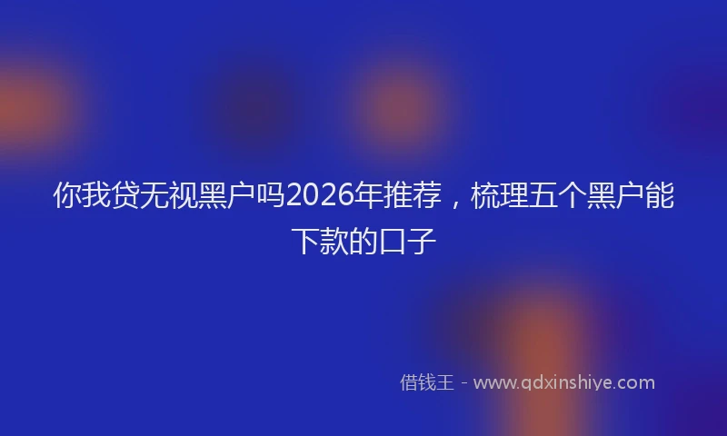 你我贷无视黑户吗2026年推荐，梳理五个黑户能下款的口子