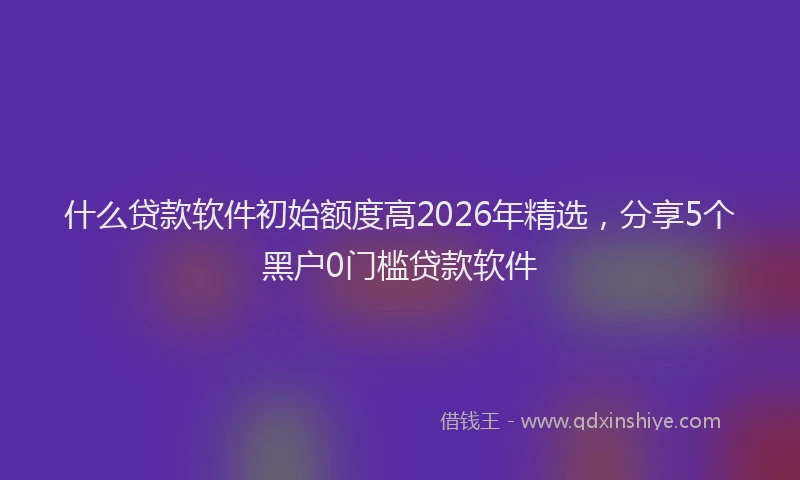 什么贷款软件初始额度高2026年精选，分享5个黑户0门槛贷款软件