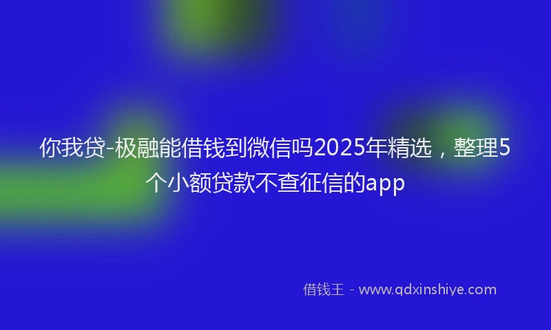 你我贷-极融能借钱到微信吗2025年精选，整理5个小额贷款不查征信的app