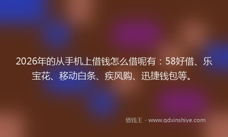 2026年的从手机上借钱怎么借呢有：58好借、乐宝花、移动白条、疾风购、迅捷钱包等。