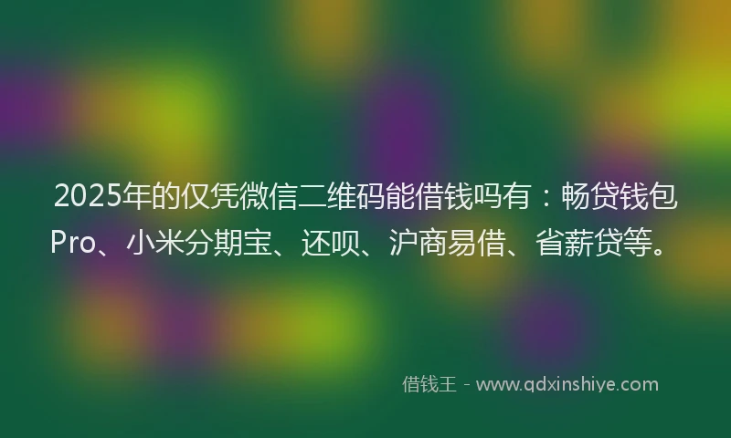 2025年的仅凭微信二维码能借钱吗有：畅贷钱包Pro、小米分期宝、还呗、沪商易借、省薪贷等。