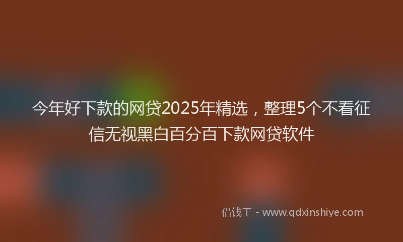 今年好下款的网贷2025年精选,整理5个不看征信无视黑白百分百下款网贷软件