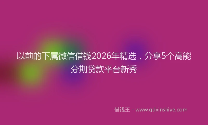 以前的下属微信借钱2026年精选，分享5个高能分期贷款平台新秀