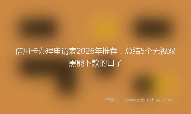信用卡办理申请表2026年推荐，总结5个无视双黑能下款的口子