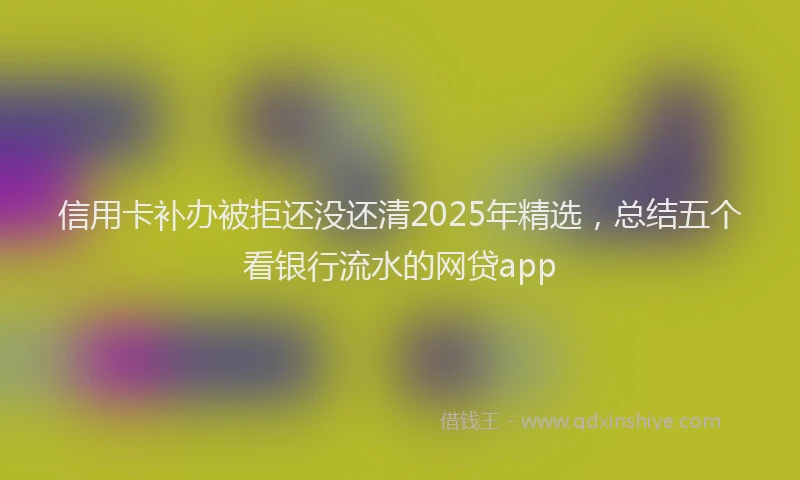 信用卡补办被拒还没还清2025年精选,总结五个看银行流水的网贷app