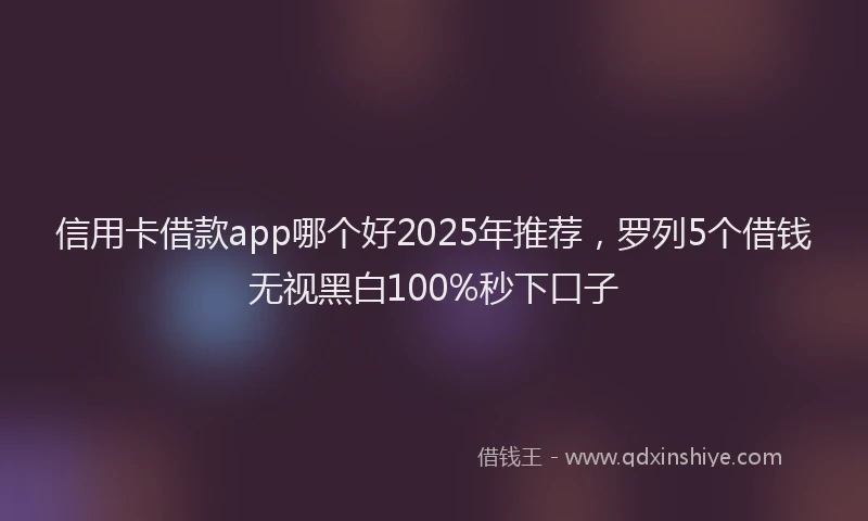信用卡借款app哪个好2025年推荐，罗列5个借钱无视黑白100%秒下口子