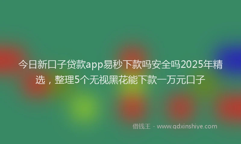 今日新口子贷款app易秒下款吗安全吗2025年精选，整理5个无视黑花能下款一万元口子