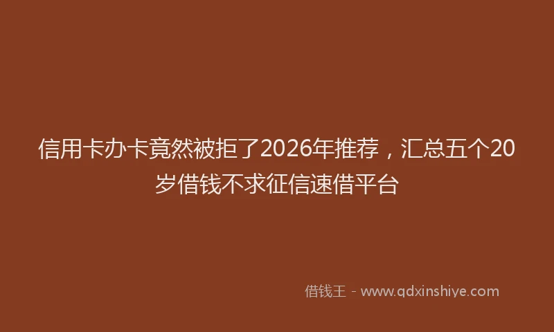 信用卡办卡竟然被拒了2026年推荐，汇总五个20岁借钱不求征信速借平台