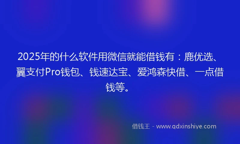 2025年的什么软件用微信就能借钱有：鹿优选、翼支付Pro钱包、钱速达宝、爱鸿森快借、一点借钱等。