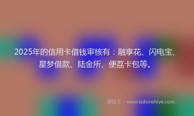 2025年的信用卡借钱审核有:融享花、闪电宝、星梦借款、陆金所、便荔卡包等。