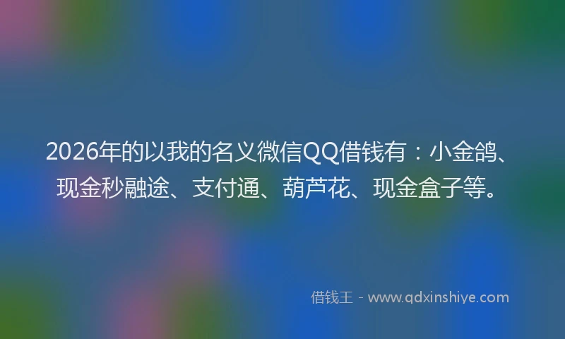 2026年的以我的名义微信QQ借钱有：小金鸽、现金秒融途、支付通、葫芦花、现金盒子等。