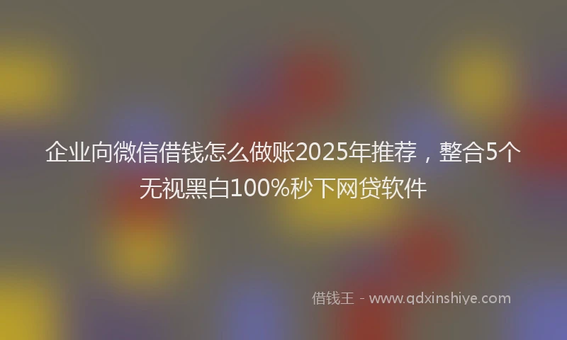 企业向微信借钱怎么做账2025年推荐，整合5个无视黑白100%秒下网贷软件