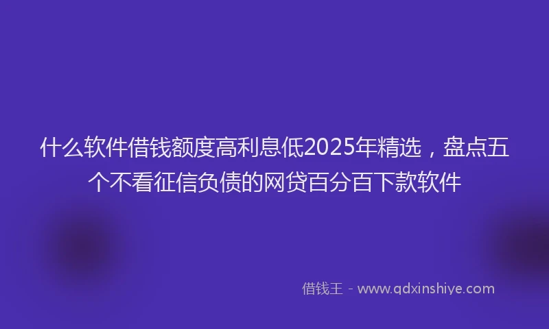 什么软件借钱额度高利息低2025年精选，盘点五个不看征信负债的网贷百分百下款软件