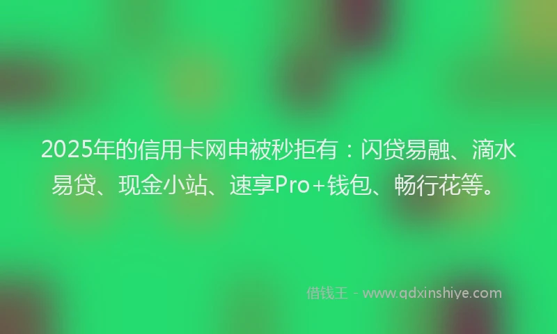 2025年的信用卡网申被秒拒有：闪贷易融、滴水易贷、现金小站、速享Pro+钱包、畅行花等。