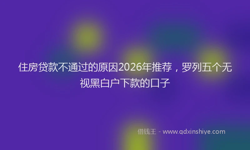 住房贷款不通过的原因2026年推荐，罗列五个无视黑白户下款的口子