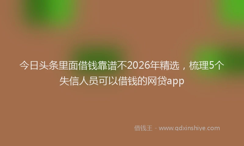 今日头条里面借钱靠谱不2026年精选，梳理5个失信人员可以借钱的网贷app