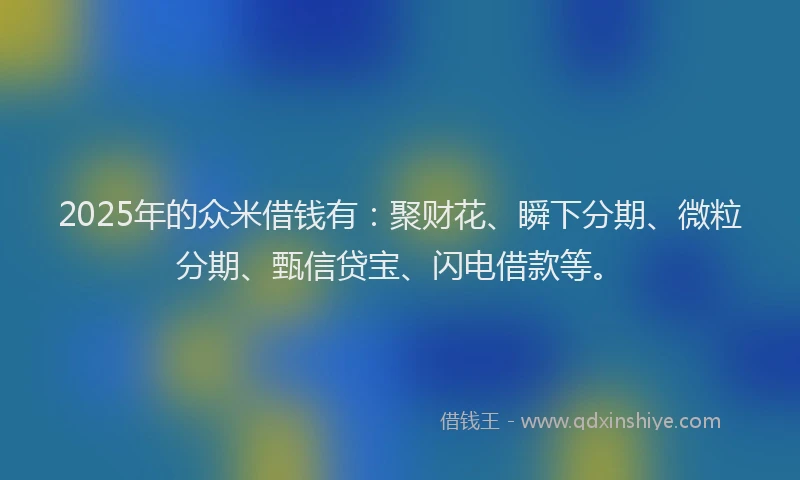 2025年的众米借钱有：聚财花、瞬下分期、微粒分期、甄信贷宝、闪电借款等。