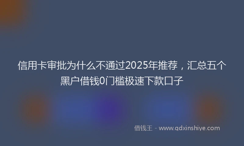 信用卡审批为什么不通过2025年推荐，汇总五个黑户借钱0门槛极速下款口子