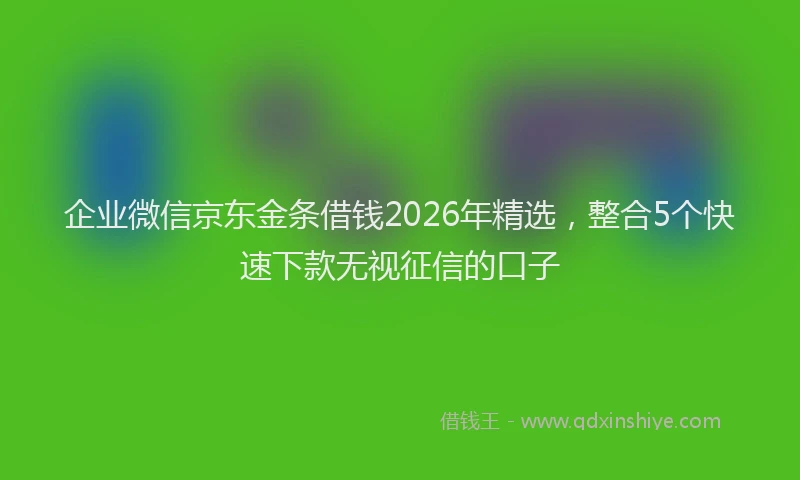 企业微信京东金条借钱2026年精选,整合5个快速下款无视征信的口子