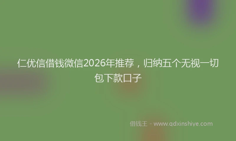 仁优信借钱微信2026年推荐，归纳五个无视一切包下款口子