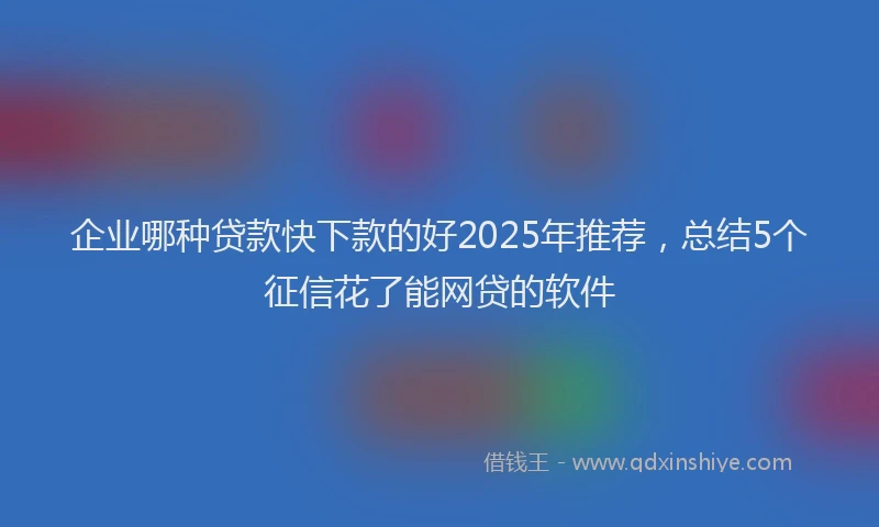 企业哪种贷款快下款的好2025年推荐，总结5个征信花了能网贷的软件