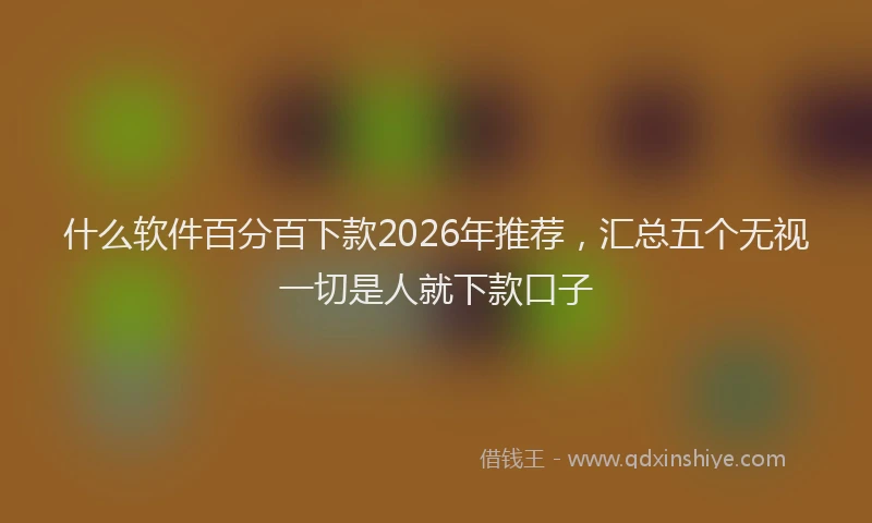什么软件百分百下款2026年推荐，汇总五个无视一切是人就下款口子