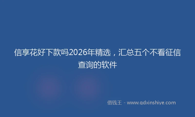 信享花好下款吗2026年精选，汇总五个不看征信查询的软件