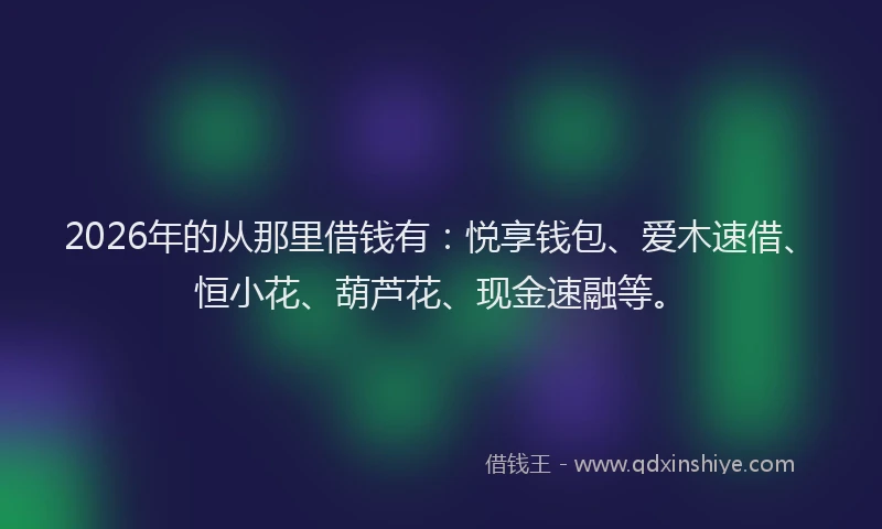 2026年的从那里借钱有：悦享钱包、爱木速借、恒小花、葫芦花、现金速融等。