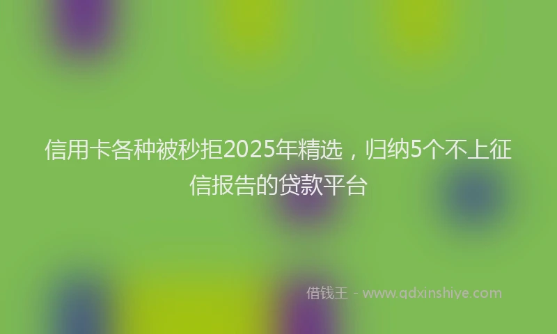 信用卡各种被秒拒2025年精选，归纳5个不上征信报告的贷款平台