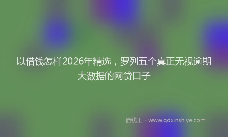 以借钱怎样2026年精选，罗列五个真正无视逾期大数据的网贷口子