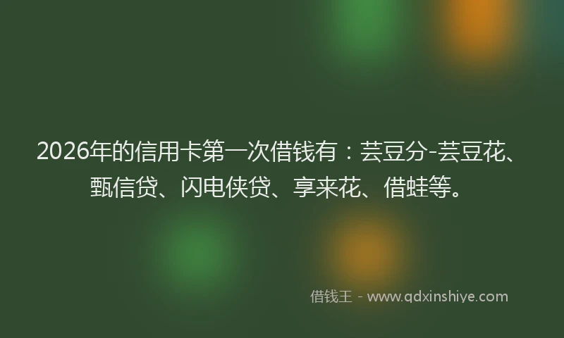 2026年的信用卡第一次借钱有：芸豆分-芸豆花、甄信贷、闪电侠贷、享来花、借蛙等。