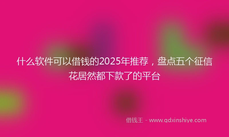 什么软件可以借钱的2025年推荐，盘点五个征信花居然都下款了的平台