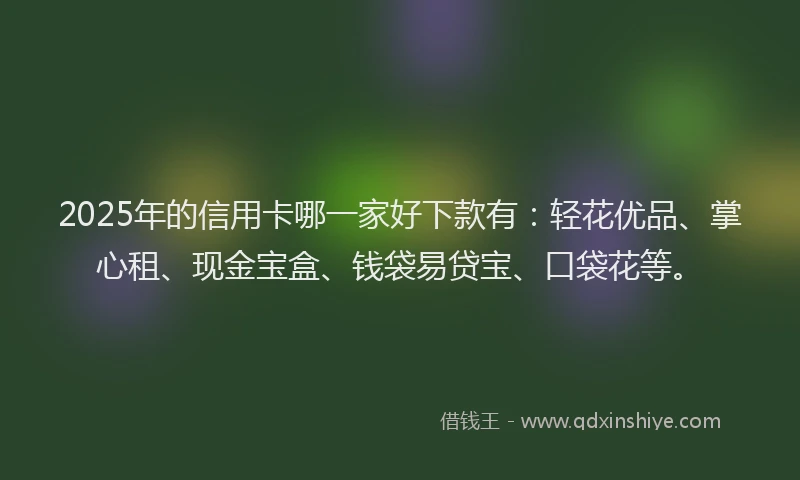 2025年的信用卡哪一家好下款有:轻花优品、掌心租、现金宝盒、钱袋易贷宝、口袋花等。