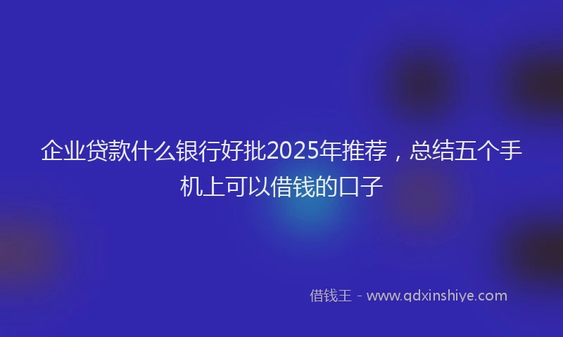 企业贷款什么银行好批2025年推荐，总结五个手机上可以借钱的口子