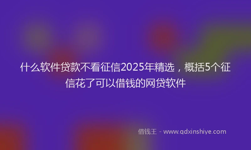 什么软件贷款不看征信2025年精选，概括5个征信花了可以借钱的网贷软件