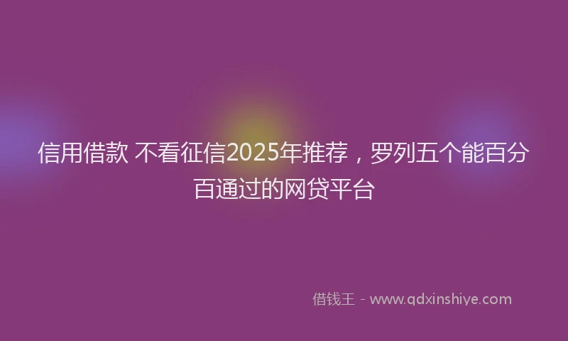 信用借款 不看征信2025年推荐,罗列五个能百分百通过的网贷平台
