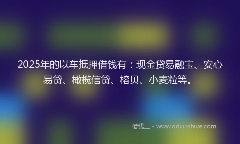 2025年的以车抵押借钱有:现金贷易融宝、安心易贷、橄榄信贷、榕贝、小麦粒等。