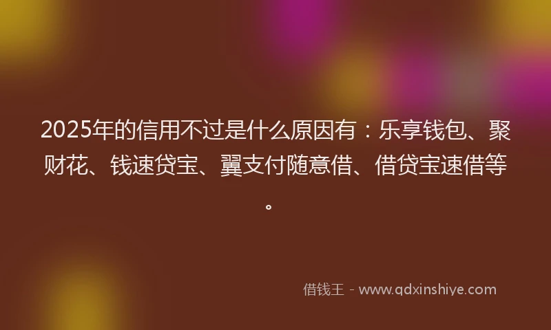 2025年的信用不过是什么原因有：乐享钱包、聚财花、钱速贷宝、翼支付随意借、借贷宝速借等。