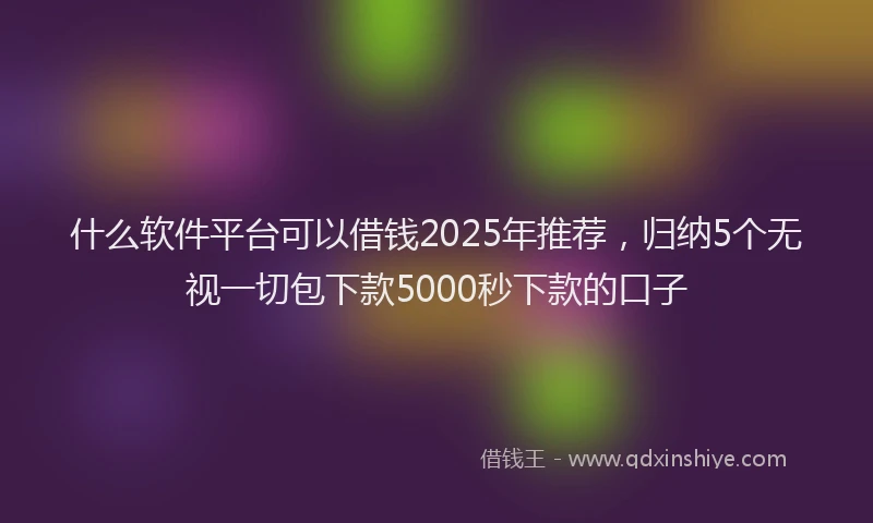 什么软件平台可以借钱2025年推荐，归纳5个无视一切包下款5000秒下款的口子