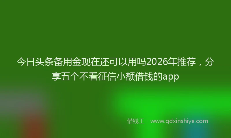 今日头条备用金现在还可以用吗2026年推荐,分享五个不看征信小额借钱的app
