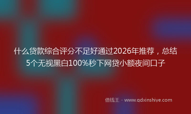 什么贷款综合评分不足好通过2026年推荐，总结5个无视黑白100%秒下网贷小额夜间口子