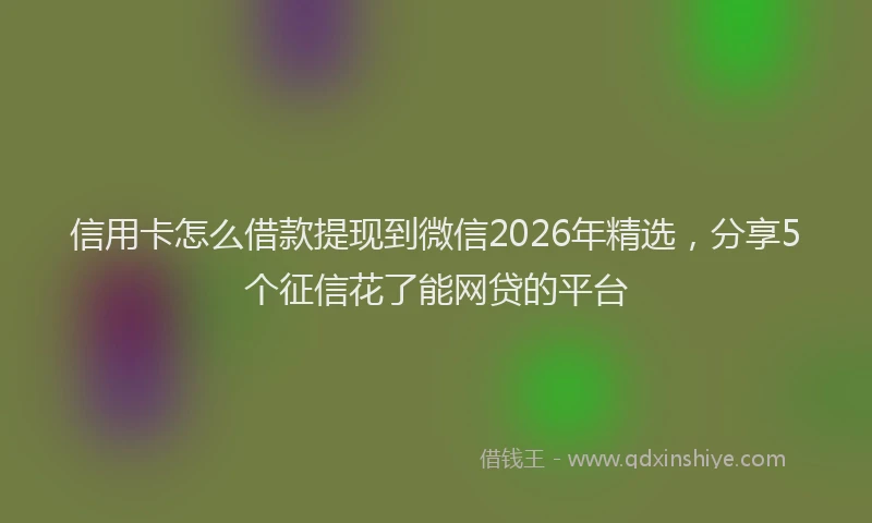 信用卡怎么借款提现到微信2026年精选，分享5个征信花了能网贷的平台