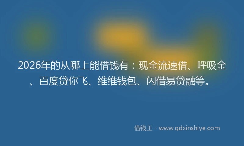 2026年的从哪上能借钱有:现金流速借、呼吸金、百度贷你飞、维维钱包、闪借易贷融等。
